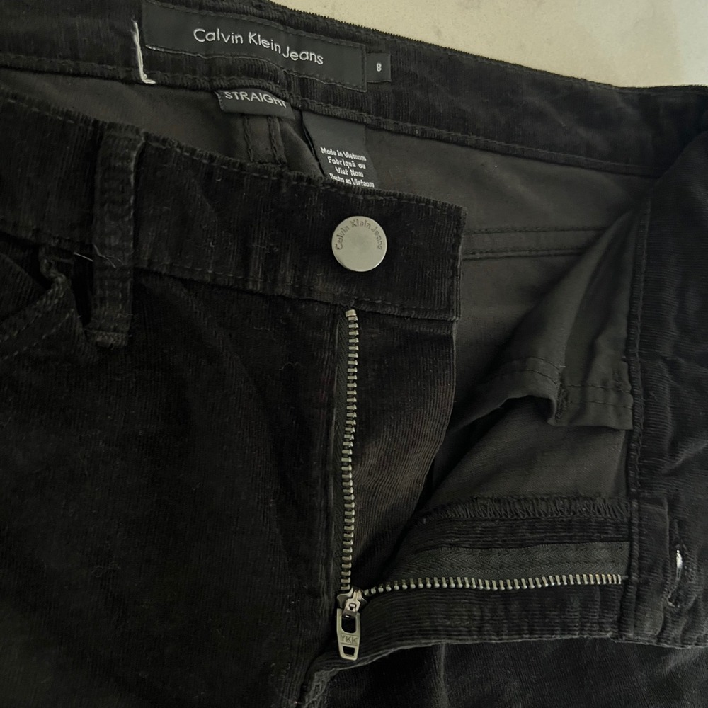 Calvin Klein Black Corduroy Pants Straight Leg Power Stretch Womens Size 8 NWT - Picture 7 of 11